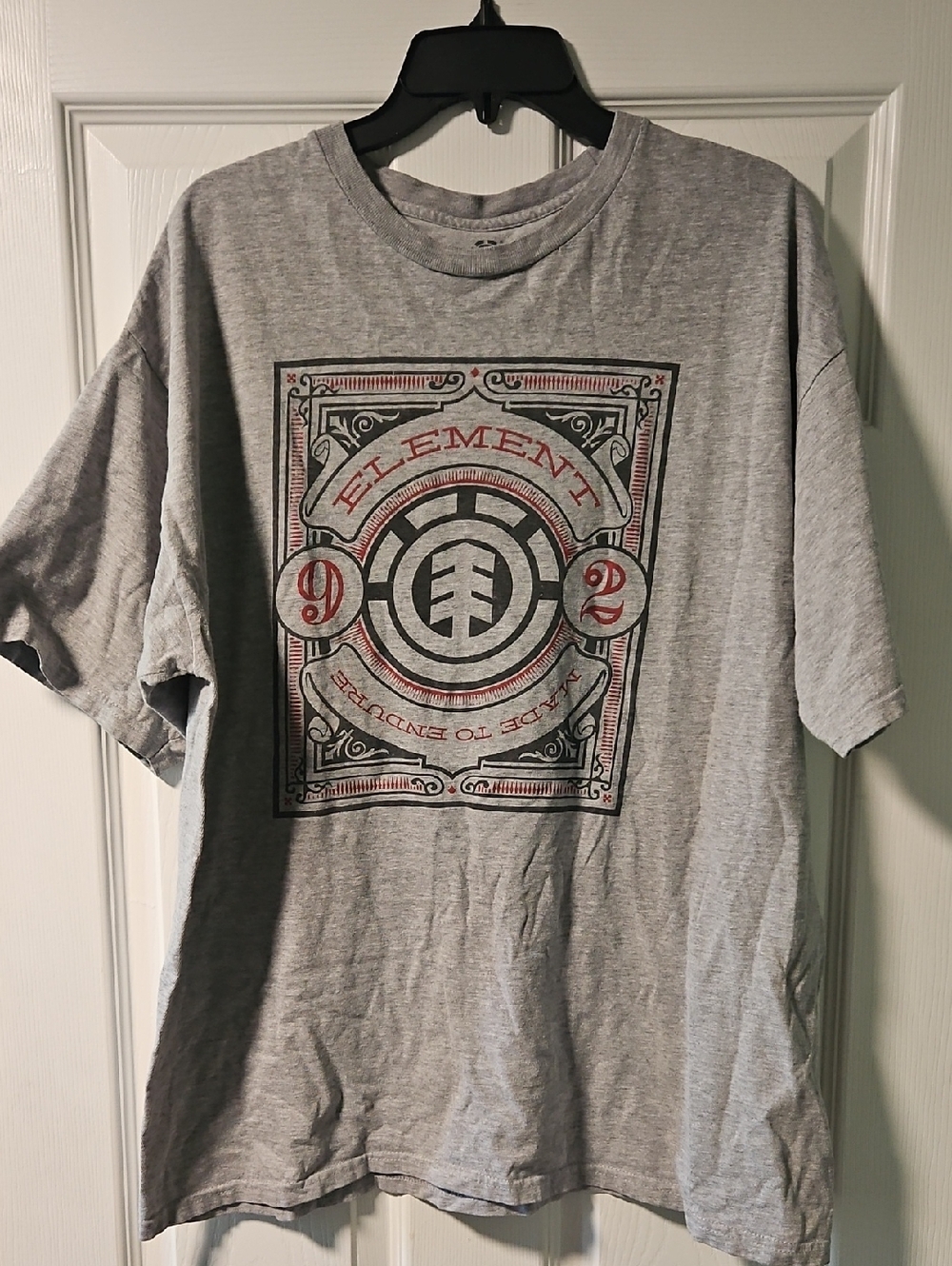 Element Gray Short Sleeve Tee with Red and Black Graphic